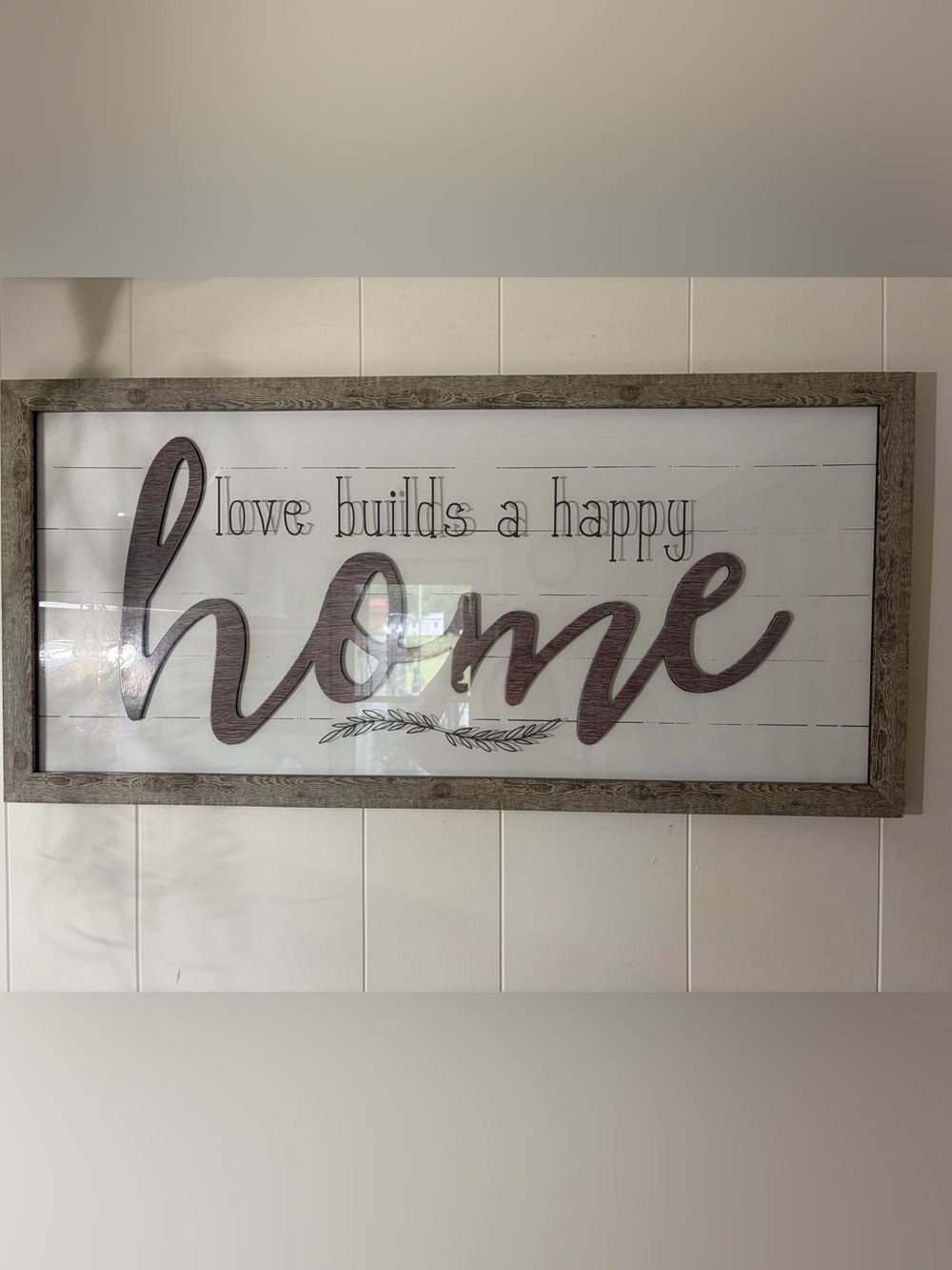 Love Builds a Happy Home Framed Wall Sign - Brown and White